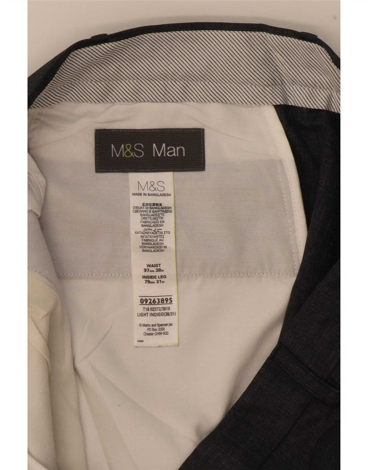 Marks & Spencer muške hlače ravnog odijela W38 L31 plavi poliester