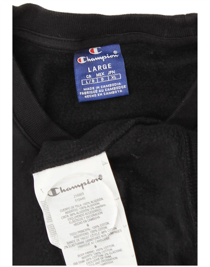 Veliki crni pamučni muški džemper s grafičkim motivima Champion