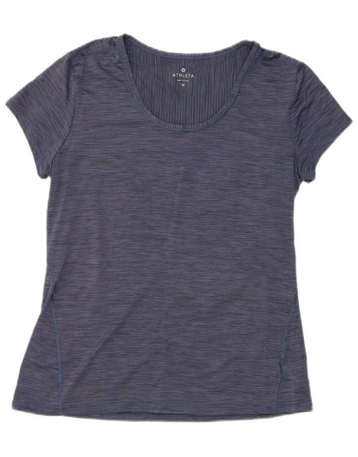 ATHLETA Ženska majica kratkih rukava UK 12 Medium tamnoplavi pjegavi poliester