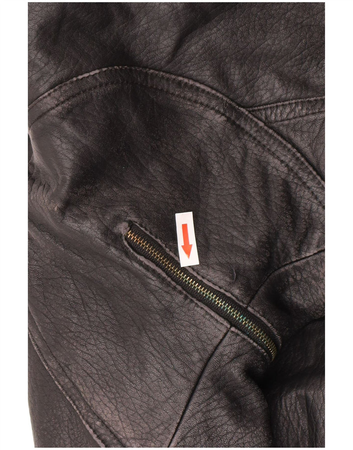 Vintage ženska kožna jakna IT 52 2XL crna koža