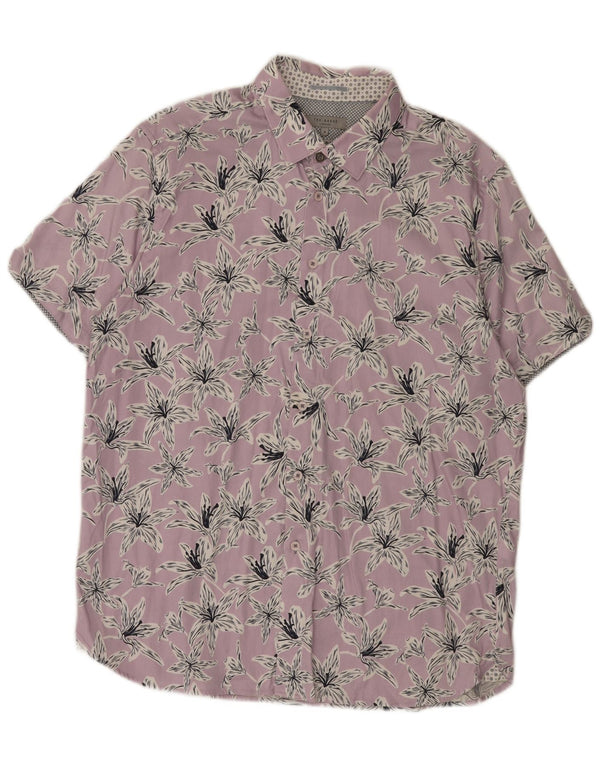 Ted Baker muška košulja kratkih rukava veličina 6 2XL ljubičasta cvjetna pamuk