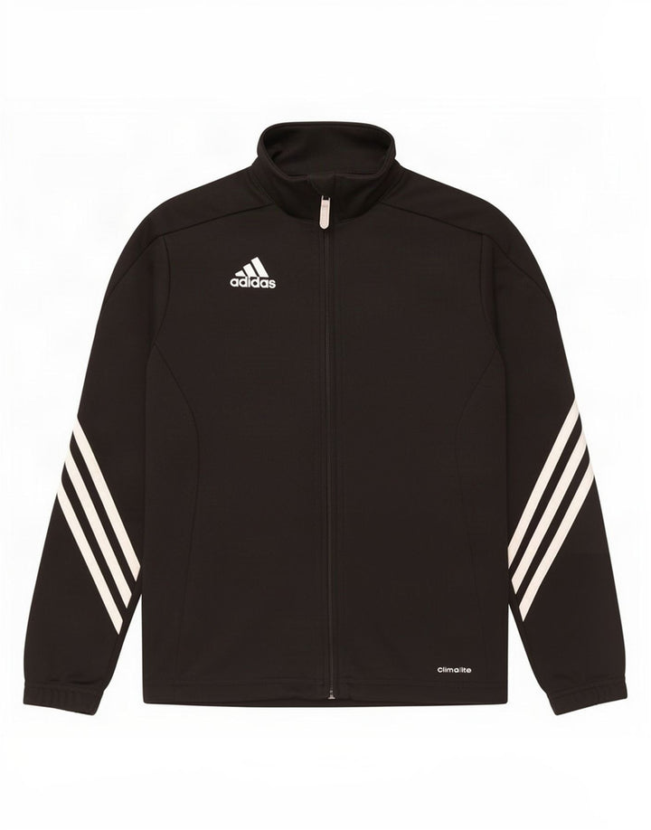 Gornja jakna od trenirke Adidas Climalite za dječake 9-10 godina, crni poliester