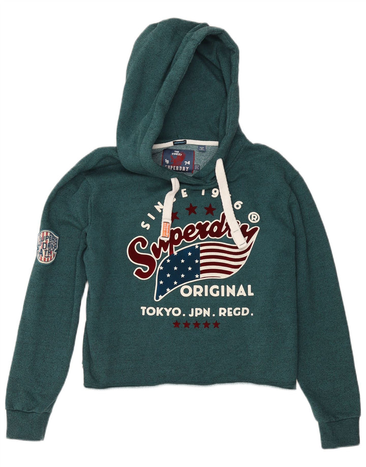 SUPERDRY Ženska prevelika skraćena majica s kapuljačom UK 10 Mala zelena
