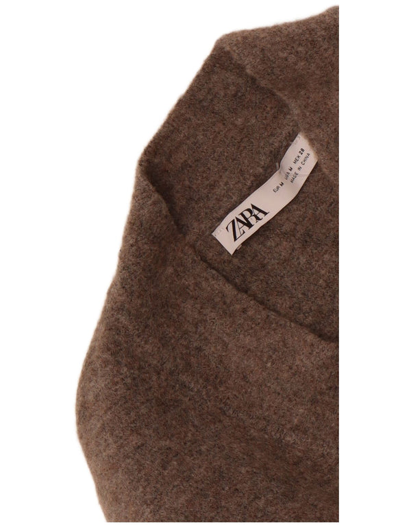Zara Womens Cardigan Sweater UK 12 Medium Brown Polyamide