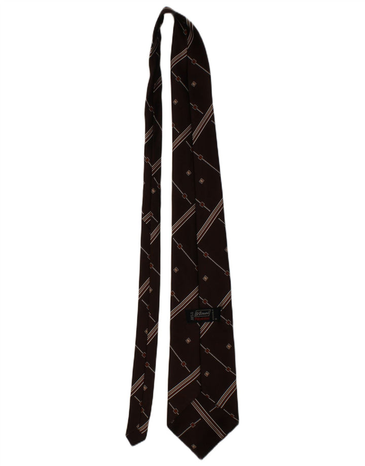 ST. BERNARD Mens Graphic Tie One Size Brown Striped Polyester Classic