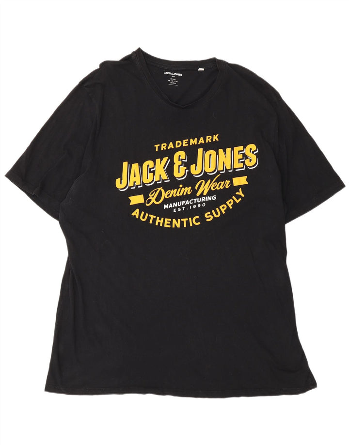 Jack & Jones muška majica kratkih rukava s grafičkim motivima 2XL crni pamuk
