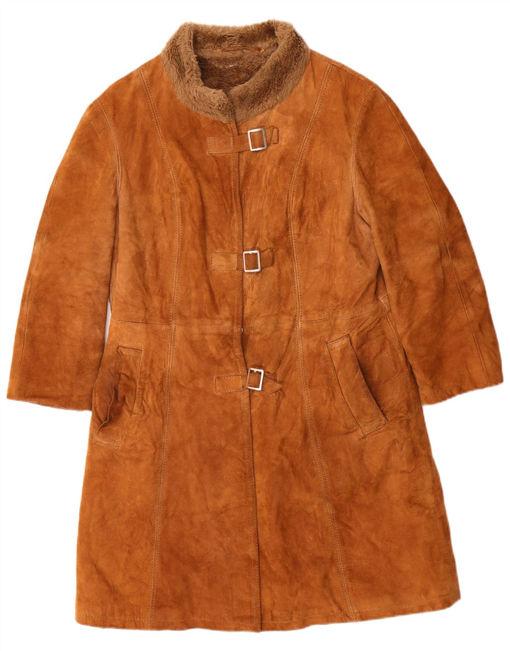 Vintage ženski kaput od brušene kože UK 10 Small Brown