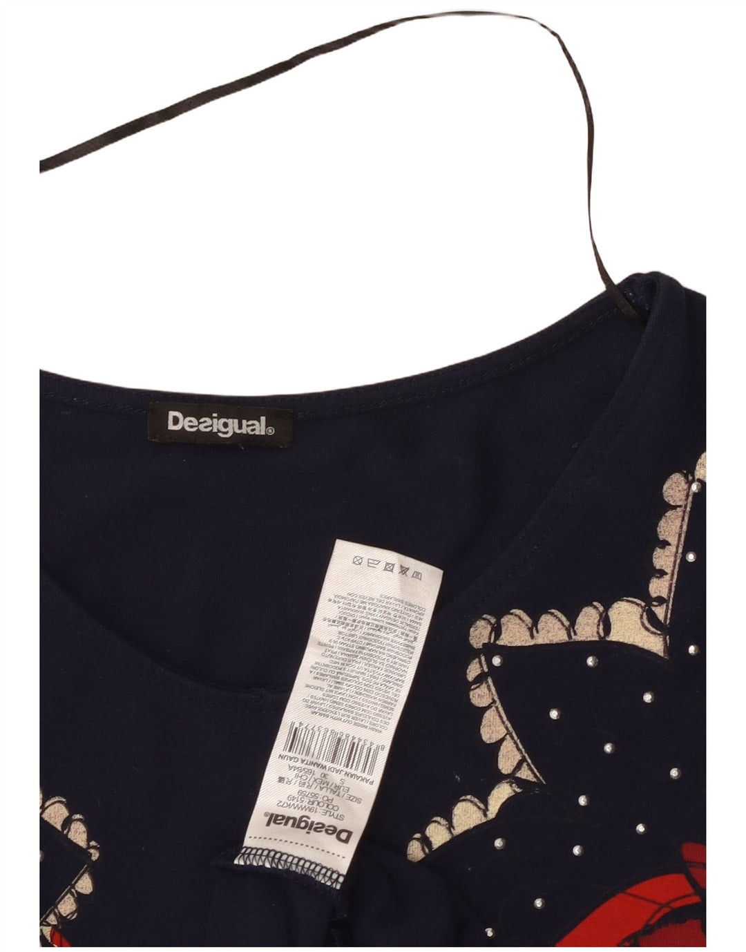 DESIGUAL ženska haljina A-kroja UK 8 Mala tamnoplava cvjetna viskoza