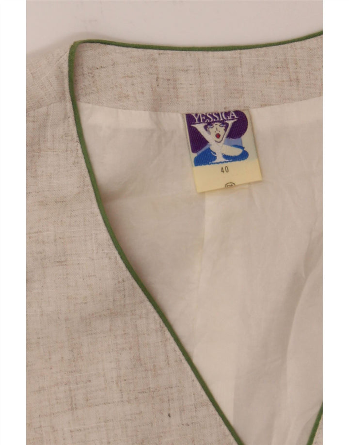 YESSICA Womens Waistcoat EU 40 Medium Beige Floral Polyester Vintage Yessica and Second-Hand Yessica from Messina Hembry 