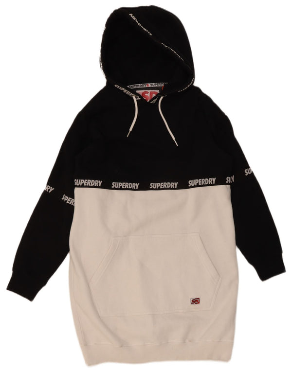Superdry ženska grafička haljina s kapuljačom UK 12 srednje crne boje