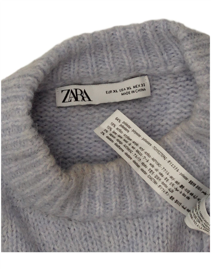 Zara ženski pulover s okruglim izrezom UK 18 XL plavi poliester