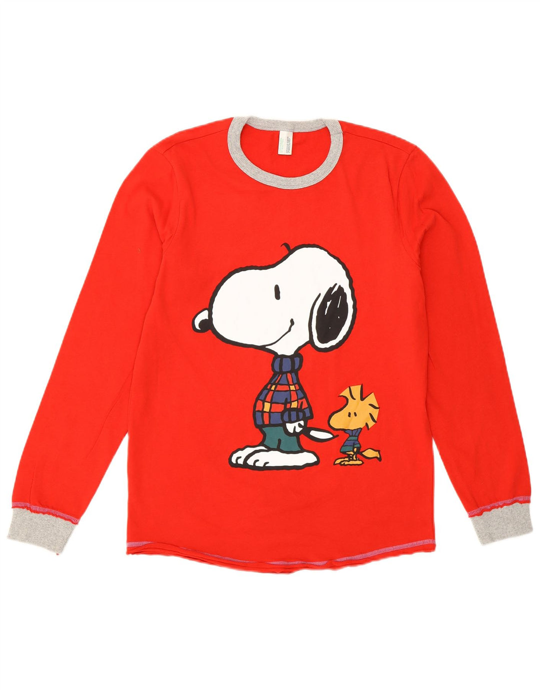BENETTON Ženska majica dugih rukava Peanuts Graphic UK 14 Srednje crvena Cartoon