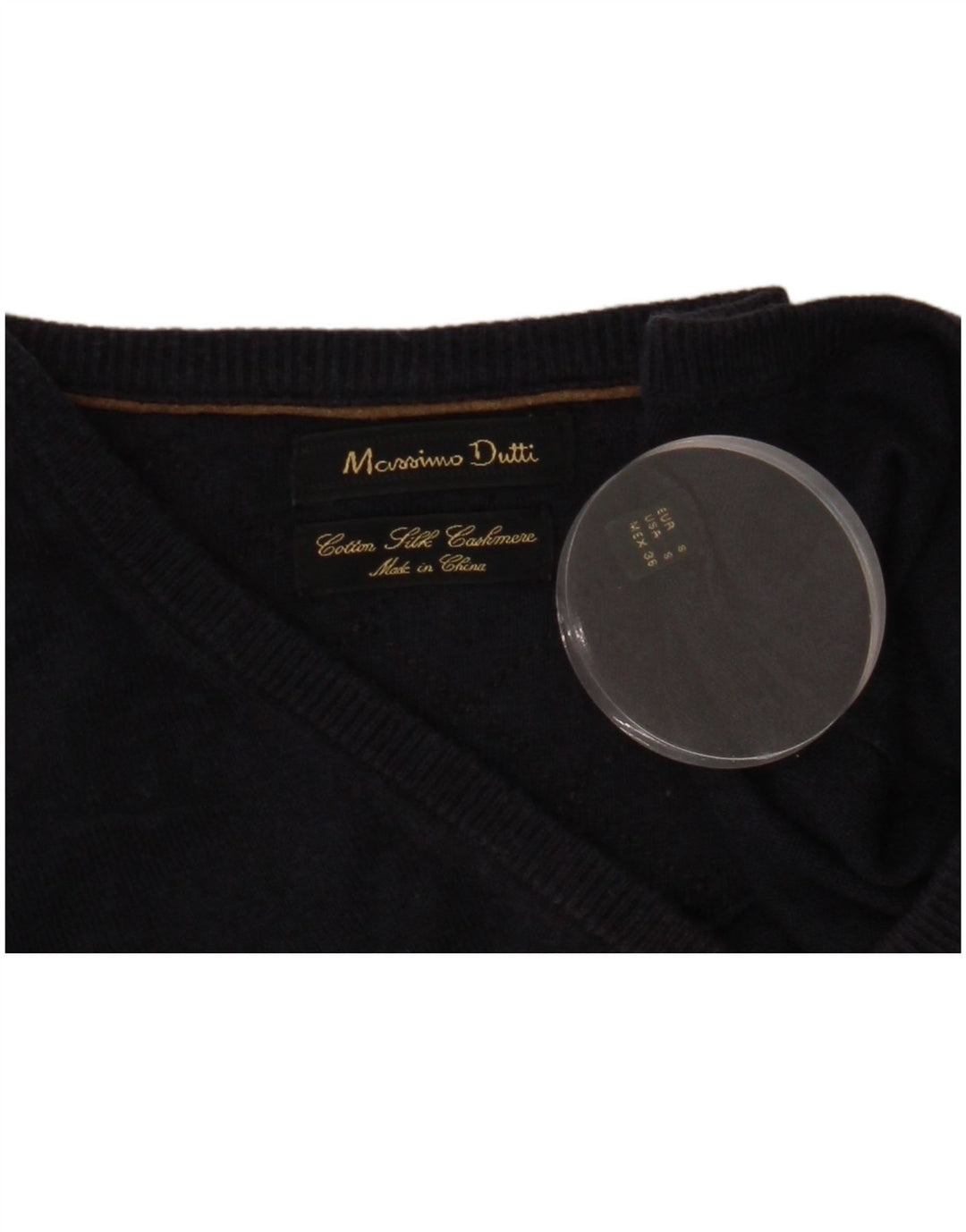 MASSIMO DUTTI Ženski veliki džemper s V-izrezom UK 10 Mali tamnoplavi