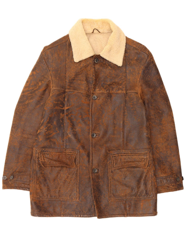 Marlboro Classics Mens Shearling Jacket UK 42 XL Smeđa ovčja koža