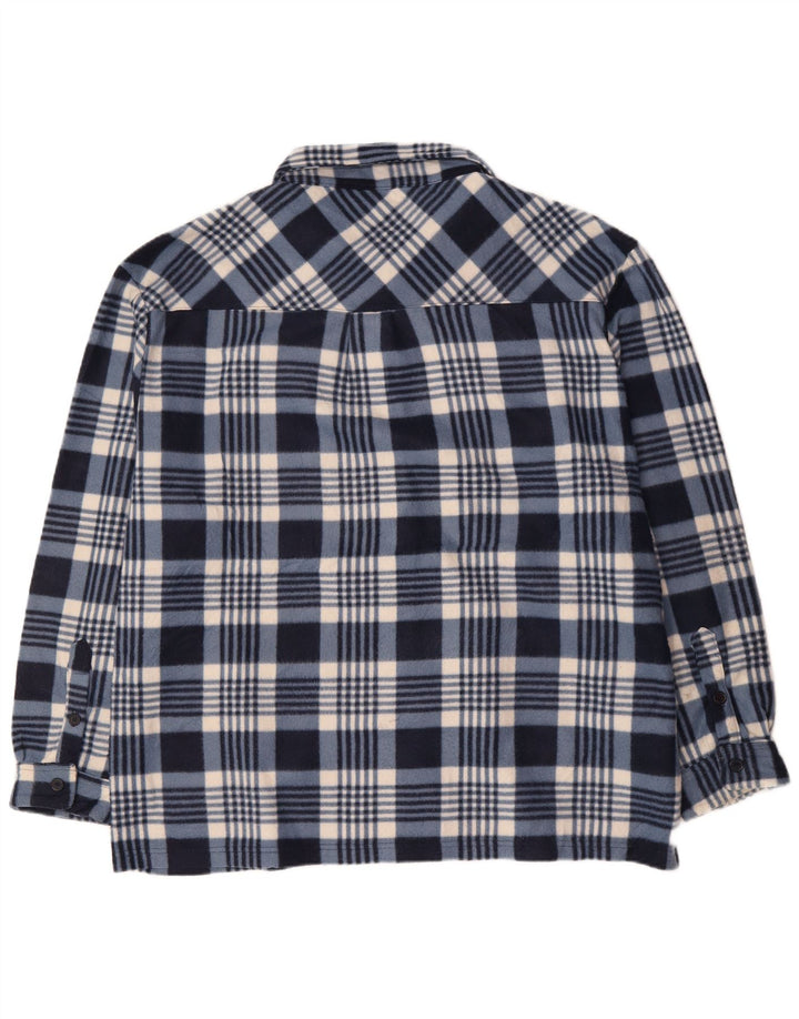 IDENTIC Mens Fleece Shirt 5XL Navy Blue Check Polyester