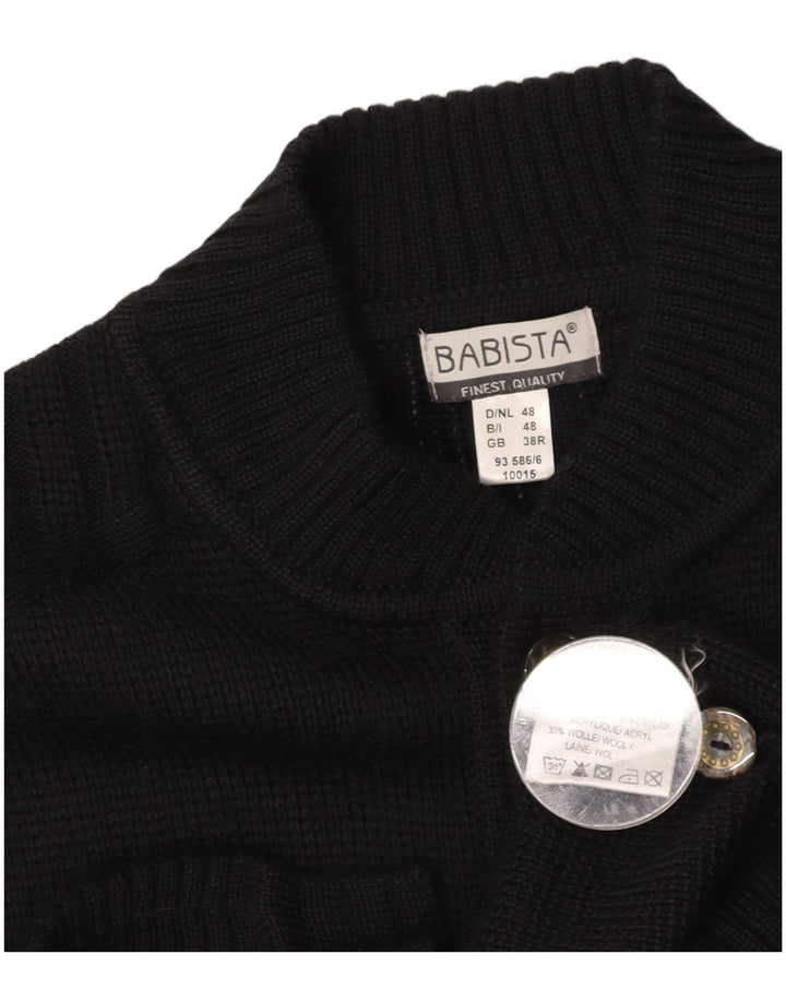 BABISTA Mens Cardigan Sweater UK 38 Medium Black Acrylic