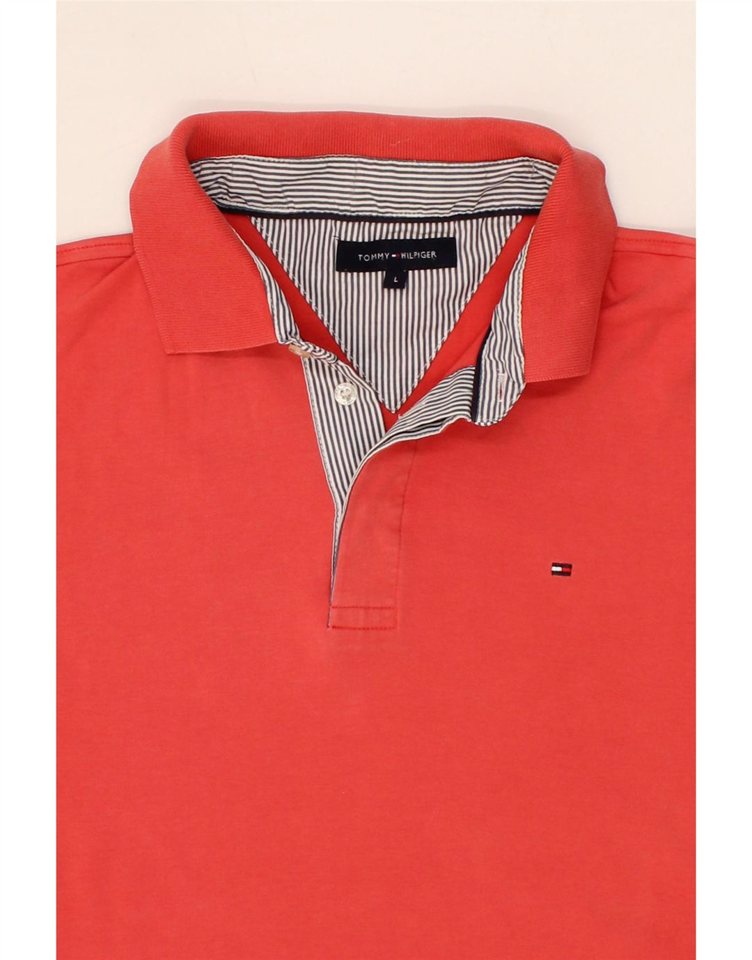 TOMMY HILFIGER Mens Polo Shirt Large Red Cotton Vintage Tommy Hilfiger and Second-Hand Tommy Hilfiger from Messina Hembry 