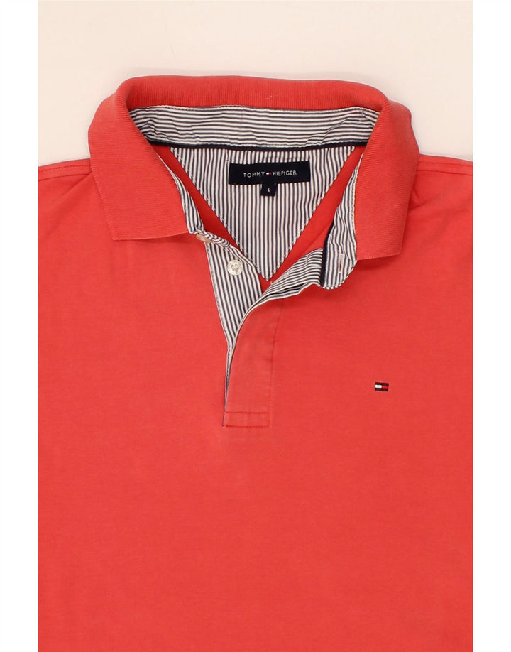 TOMMY HILFIGER Mens Polo Shirt Large Red Cotton Vintage Tommy Hilfiger and Second-Hand Tommy Hilfiger from Messina Hembry 