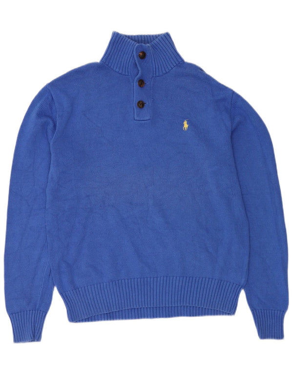 POLO RALPH LAUREN Muški džemper s dugmadima i ovratnikom Srednje plavi pamuk