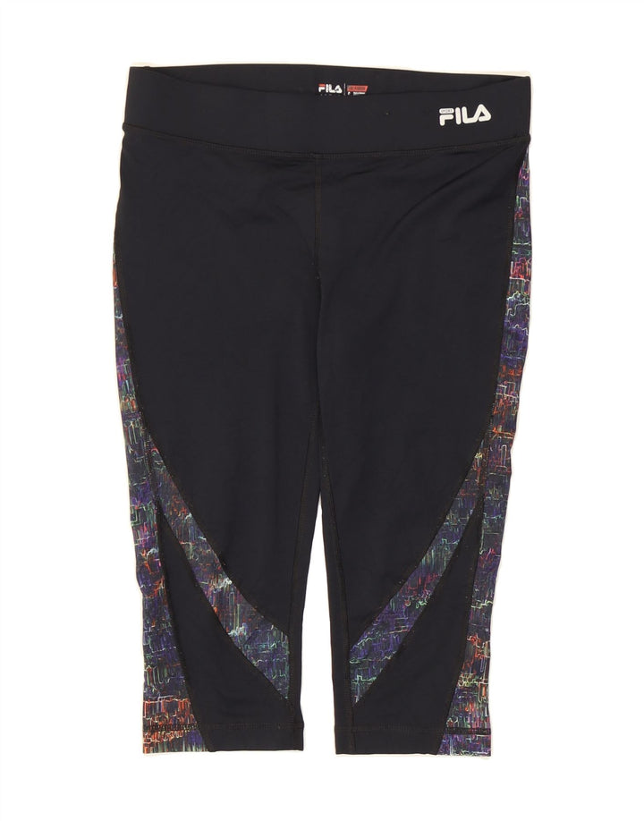 FILA Womens Capri Leggings UK 10 Small  Black Colourblock Polyester Vintage Fila and Second-Hand Fila from Messina Hembry 