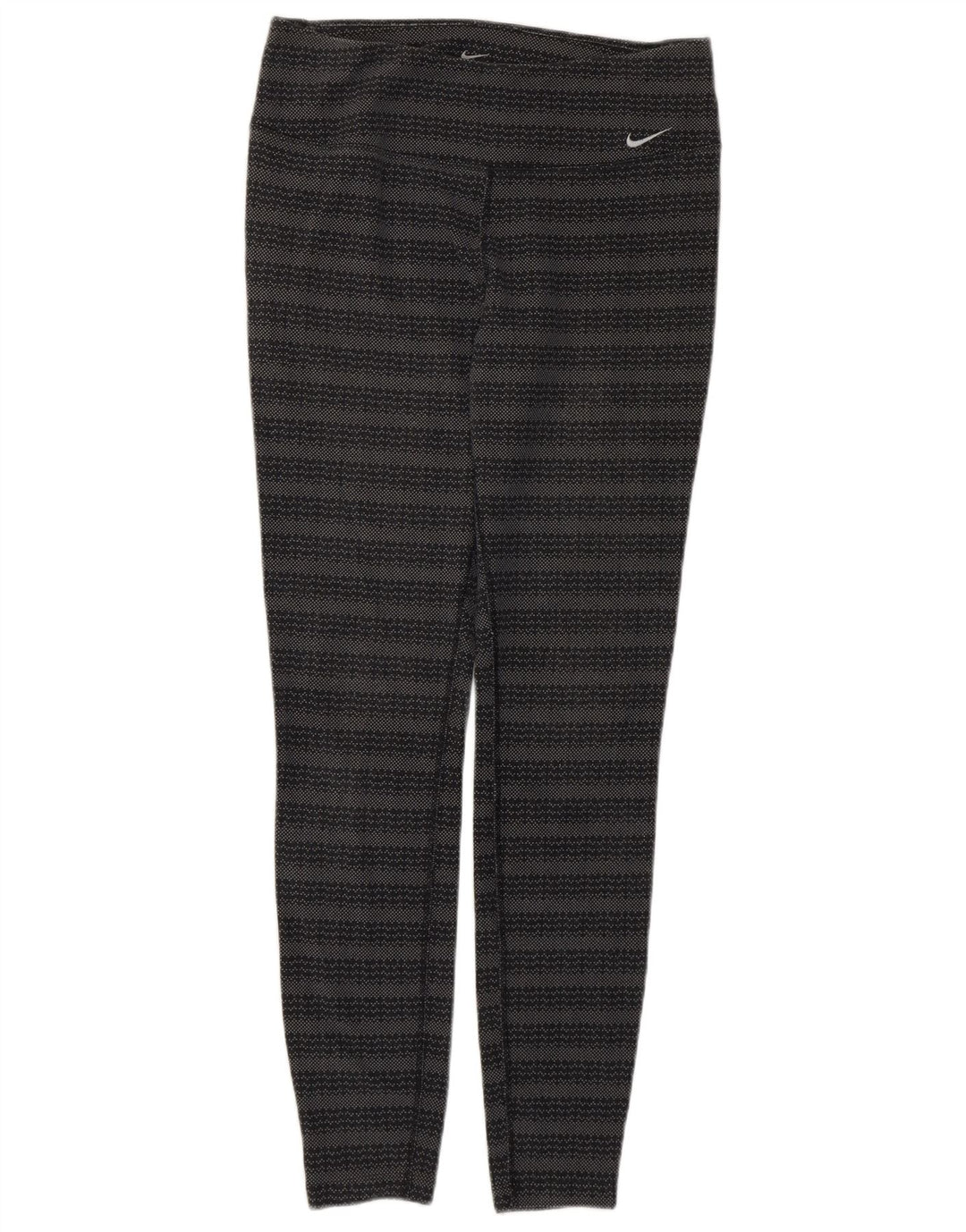 Nike Ženske Dri Fit Leggings UK 12 Srednje sive Geometric Pamuk