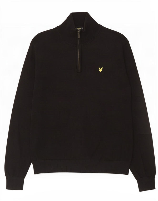 Lyle & Scott muški pulover s izrezom s patentnim zatvaračem XL crni pamuk
