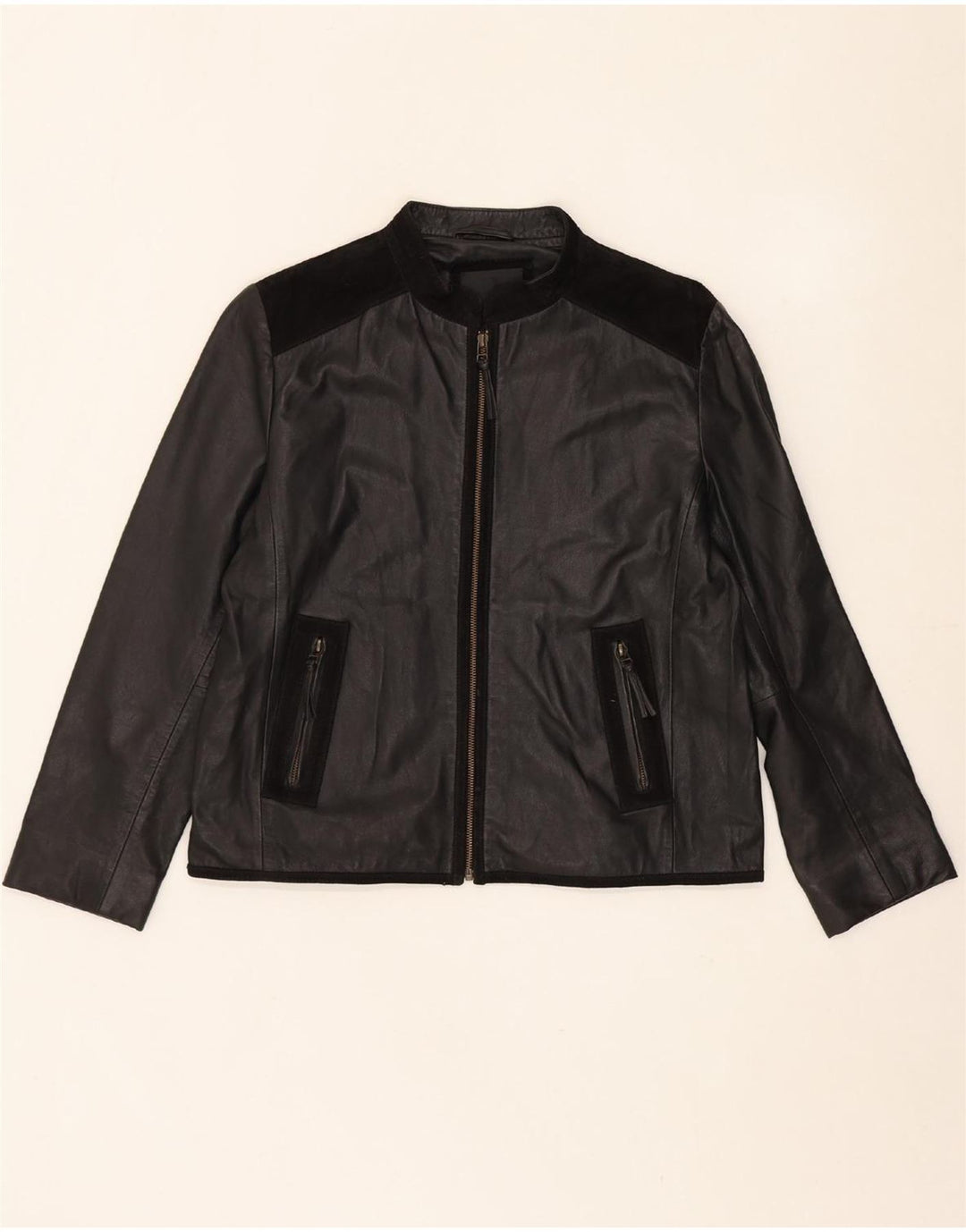 VINTAGE Womens Leather Jacket IT 44 Medium Black Vintage Vintage and Second-Hand Vintage from Messina Hembry 