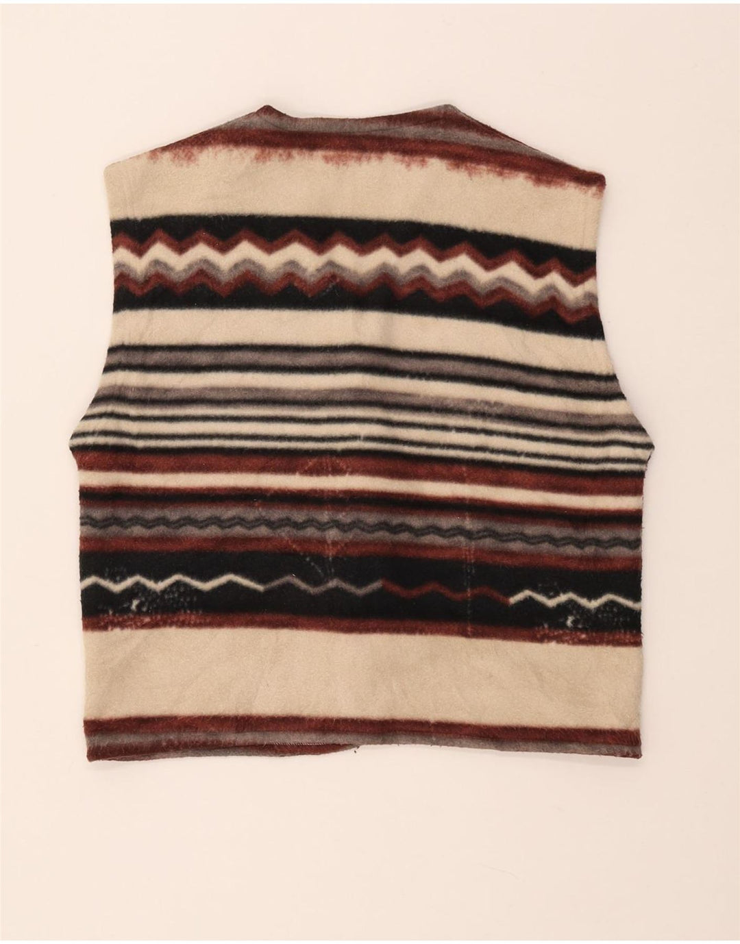 VINTAGE ženska jakna od flisa s dugim rukavima UK 14 srednje raznobojnih pruga