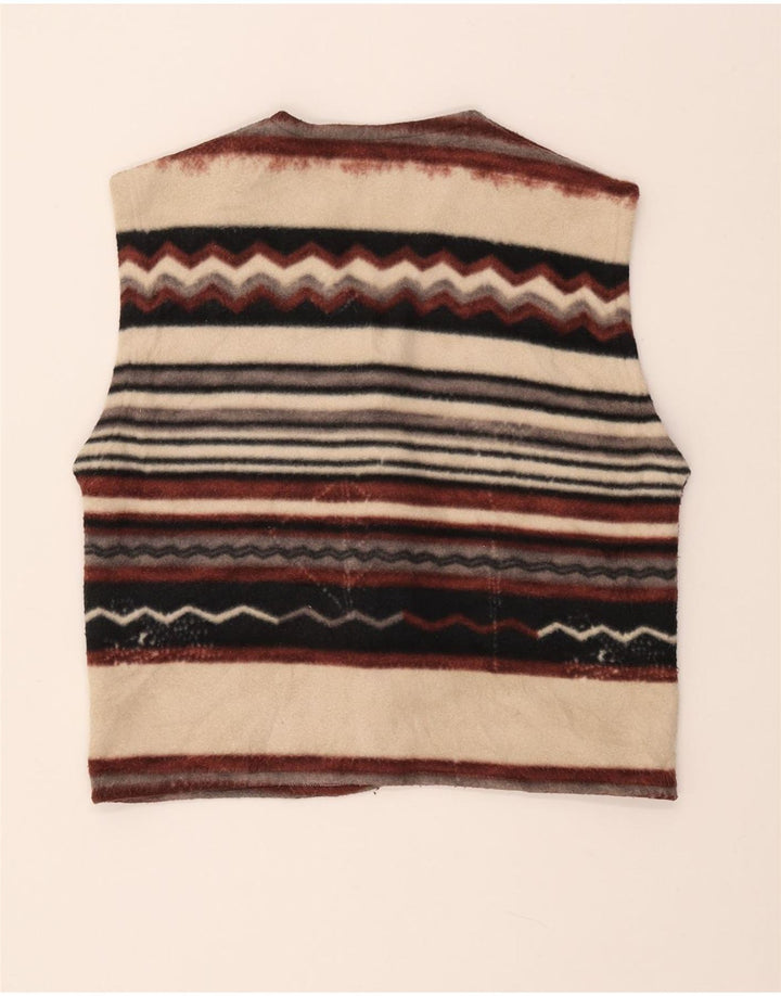 VINTAGE ženska jakna od flisa s dugim rukavima UK 14 srednje raznobojnih pruga