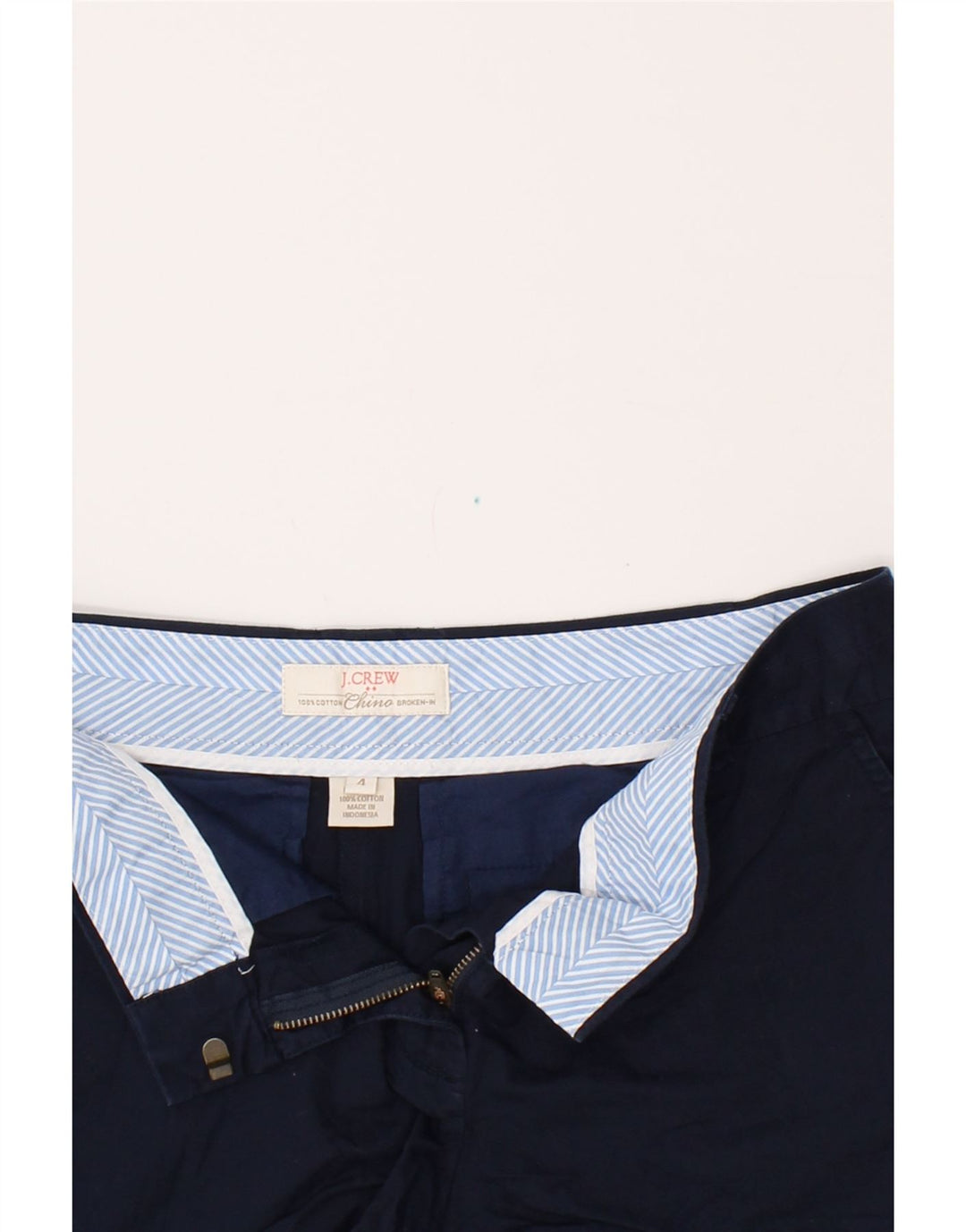 J. CREW Womens Hot Pants US 4 Small W25 Navy Blue Cotton Vintage J. Crew and Second-Hand J. Crew from Messina Hembry 