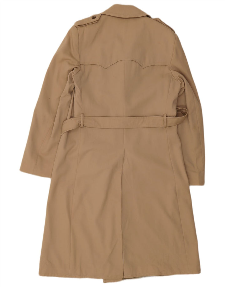 Vintage muški kaput s dvorednim kopčanjem UK 38 srednje bež djevičanske vune