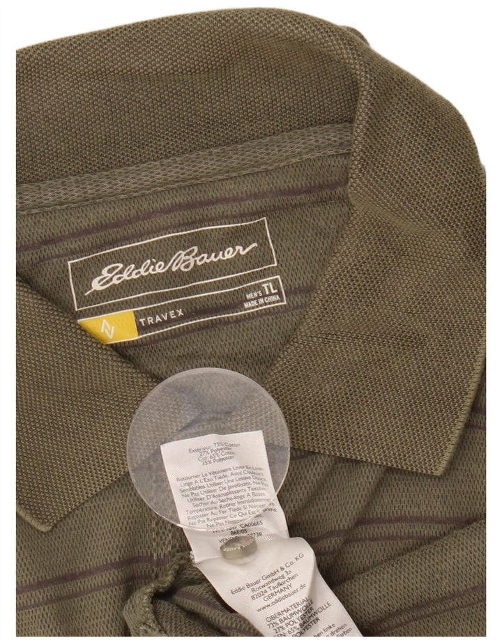 Eddie Bauer, visoka muška polo majica standardnog kroja, pamuk na pruge kaki boje