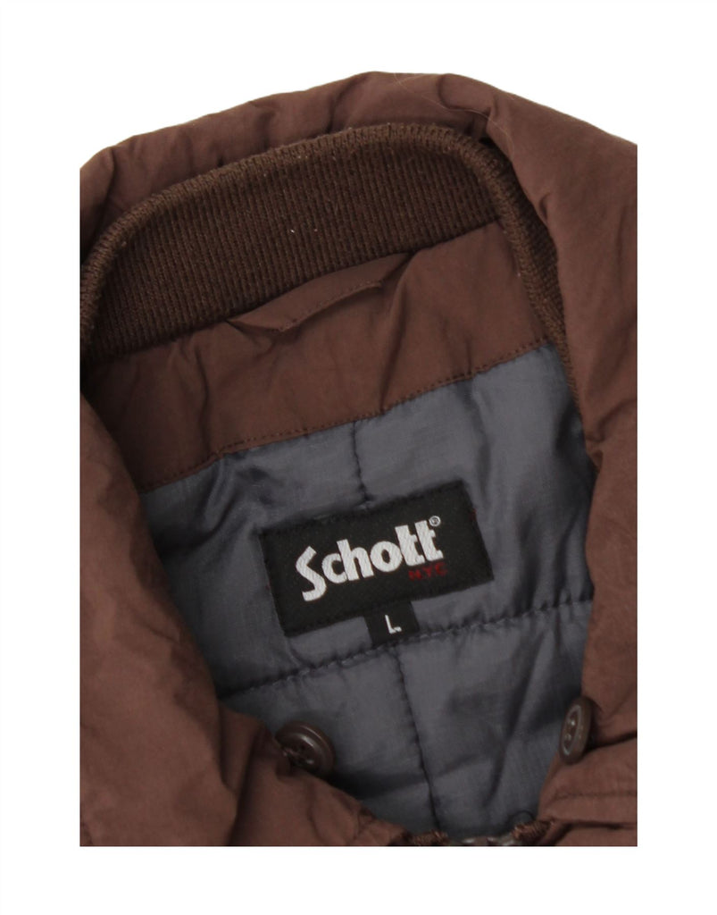 SCHOTT Womens Utility Jacket UK 16 Large Brown Polyester Vintage Schott and Second-Hand Schott from Messina Hembry 
