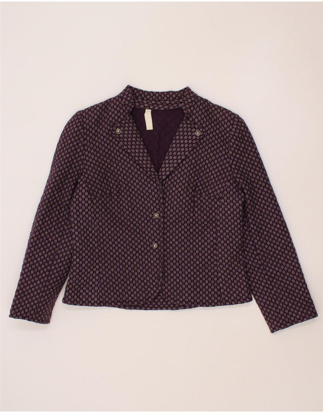 VINTAGE Womens Abstract Pattern 2 Button Blazer Jacket UK 12 Medium Purple Vintage Vintage and Second-Hand Vintage from Messina Hembry 