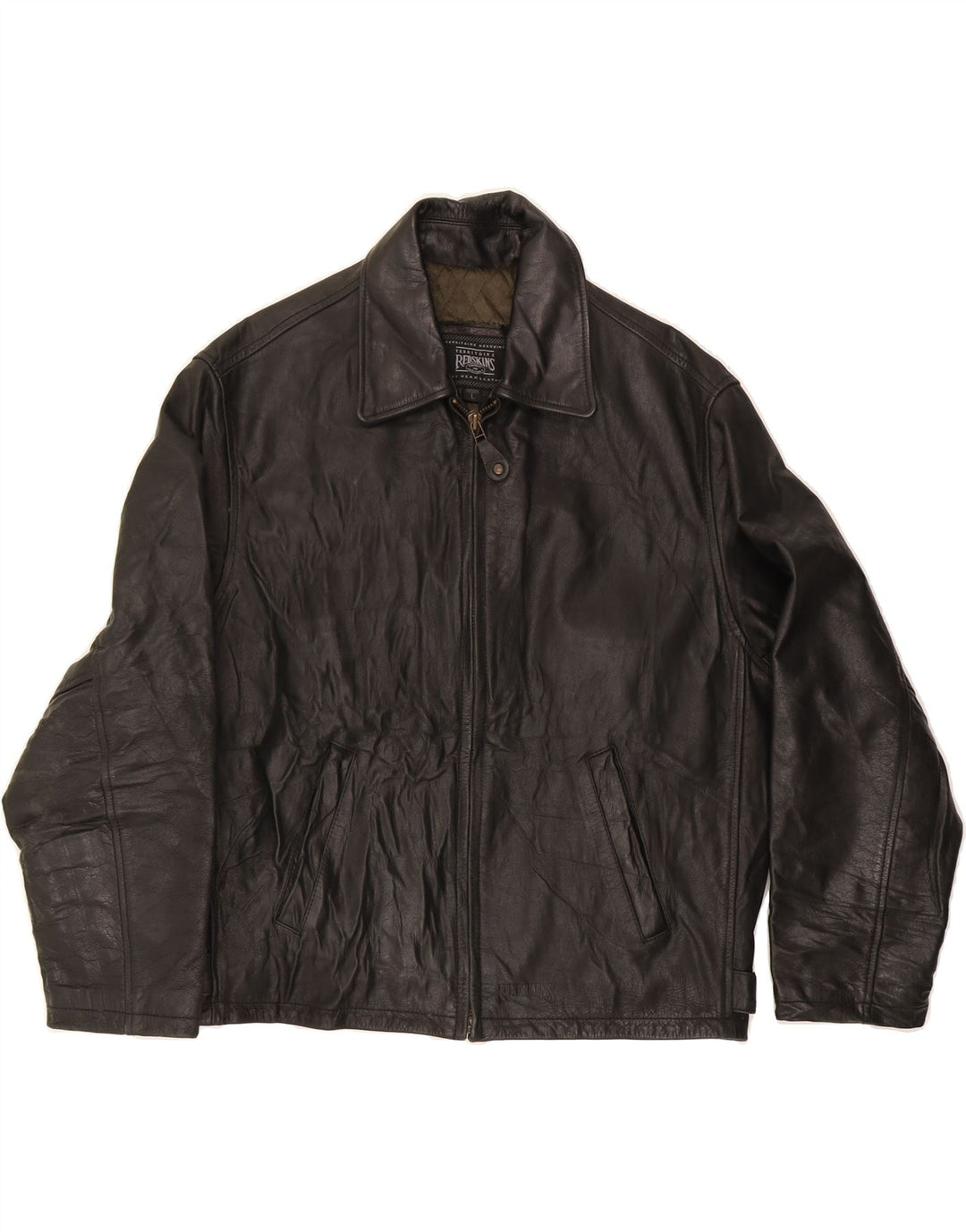 REDSKINS Mens Leather Jacket UK 40 Large Black Leather Vintage Redskins and Second-Hand Redskins from Messina Hembry 