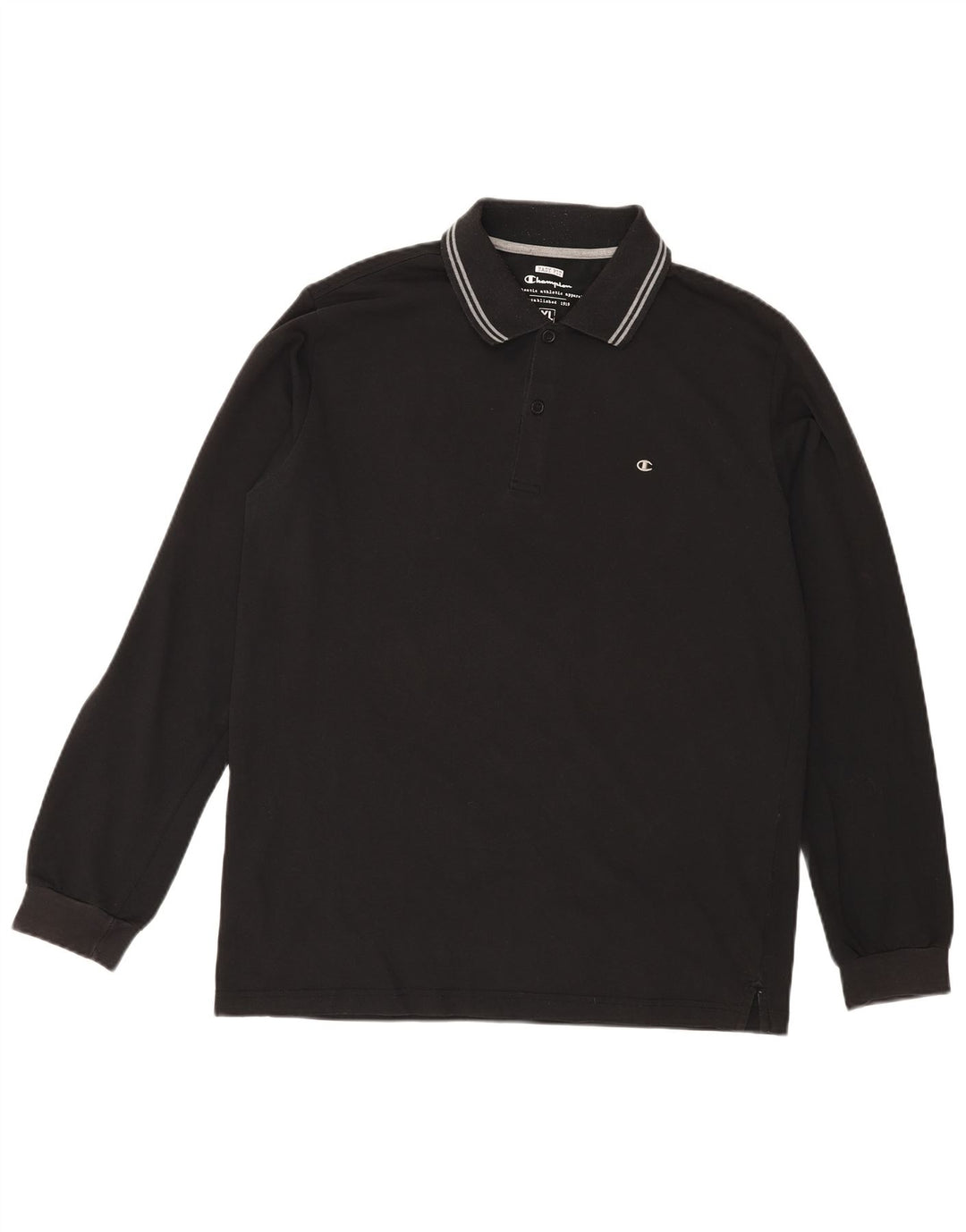 CHAMPION Mens Long Sleeve Polo Shirt XL Black