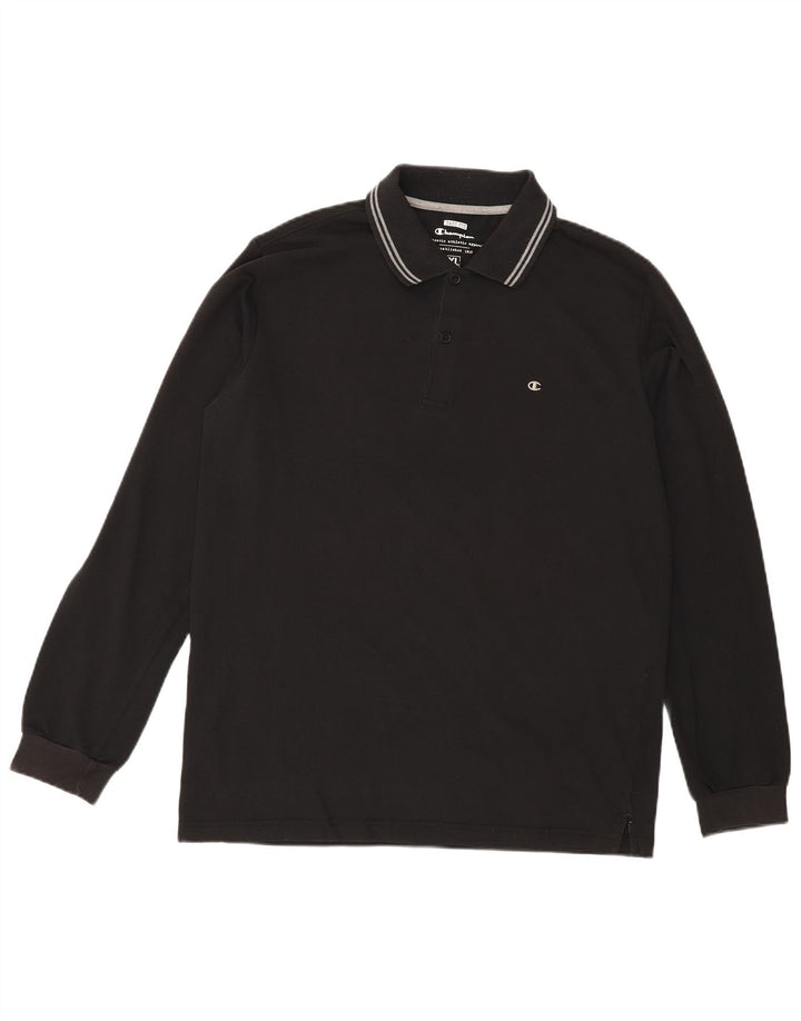 CHAMPION Mens Long Sleeve Polo Shirt XL Black