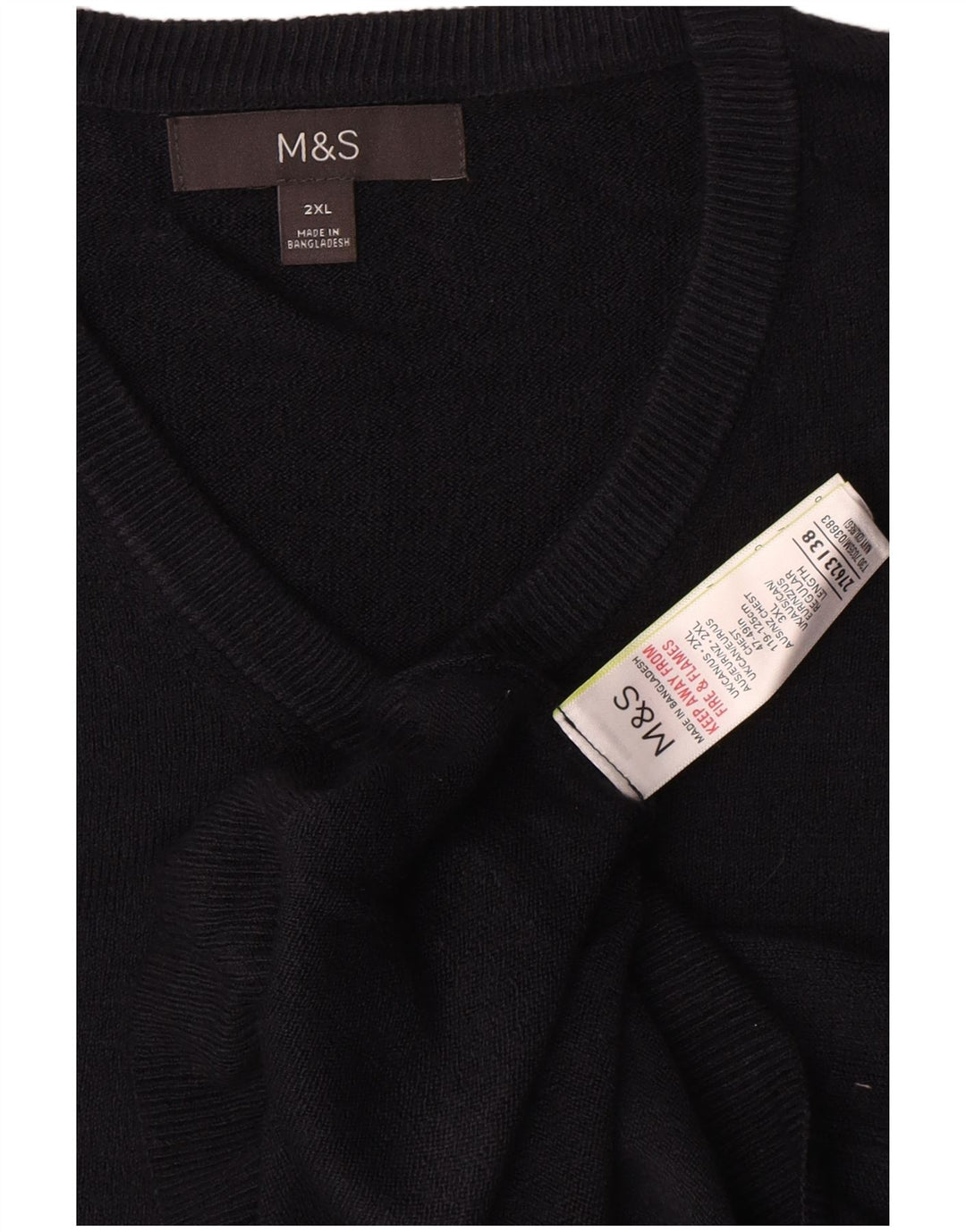 Marks & Spencer muški džemper s V-izrezom 2XL crni akril