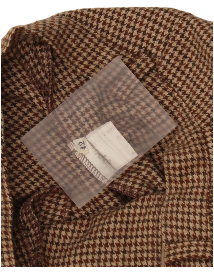 Vintage ženske Capri hlače IT 42 Srednje W26 Smeđa vuna s ptičijim zubima