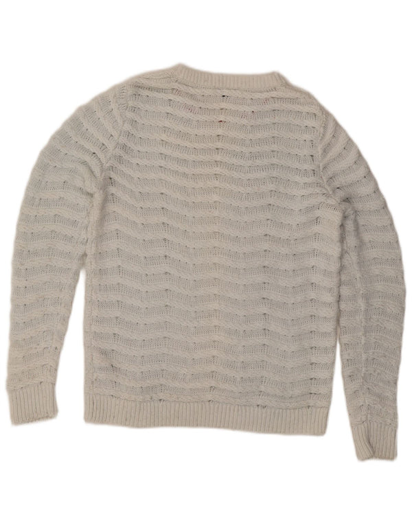 TOMMY HILFIGER Ženski džemper s morskim izrezom UK 14 Veliki bijeli pamuk