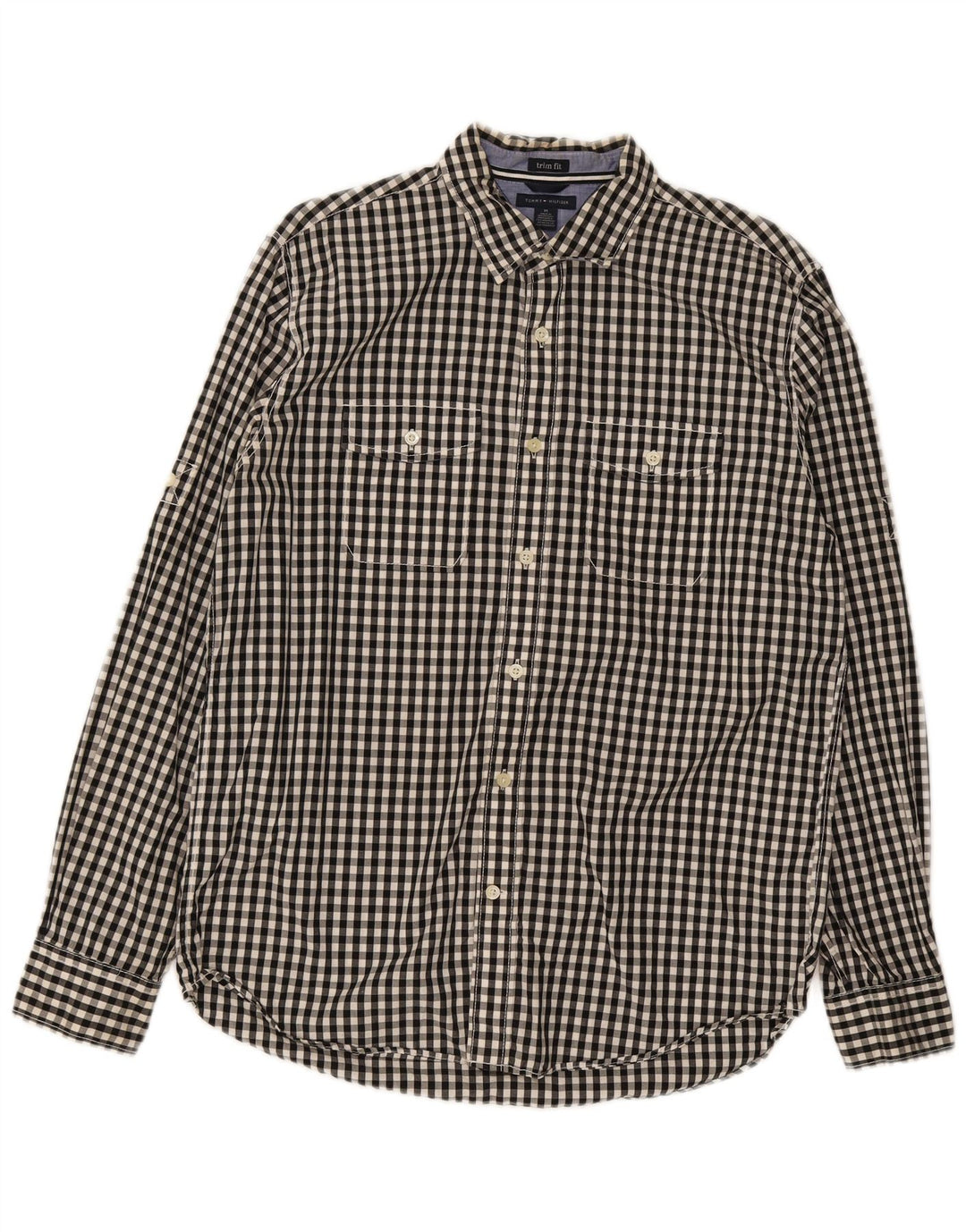 Tommy Hilfiger muška dotjerana košulja srednje veličine od crnog gingham pamuka