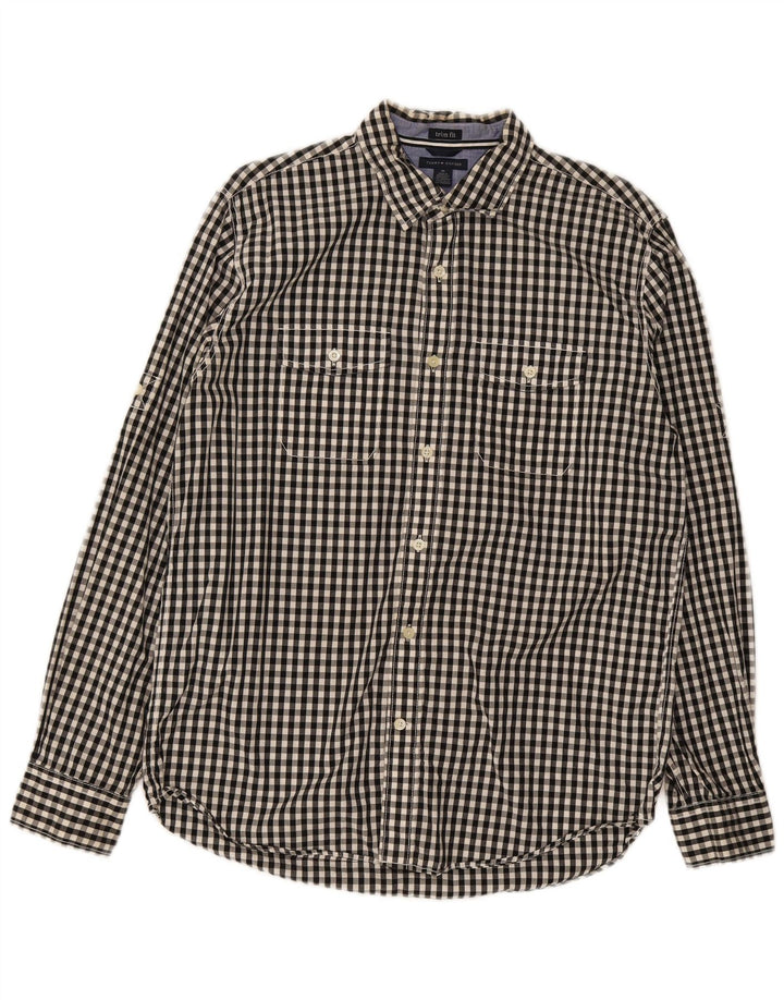 Tommy Hilfiger muška dotjerana košulja srednje veličine od crnog gingham pamuka