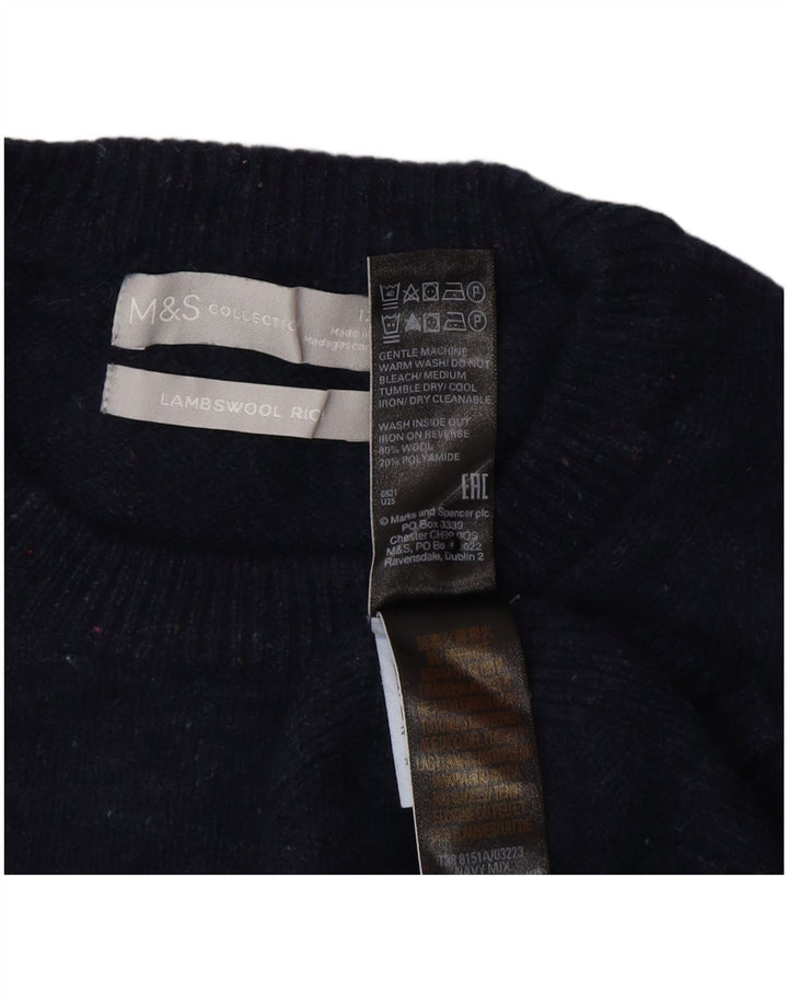Marks & Spencer ženski džemper s okruglim izrezom UK 12 srednje tamnoplava vuna