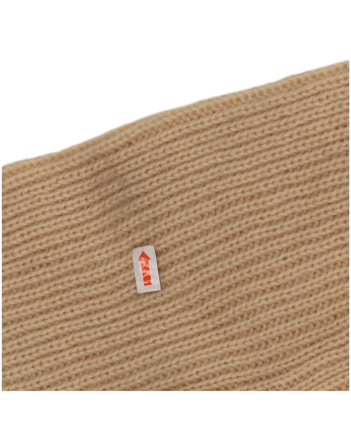 VINTAGE ženski pulover s rol izrezom UK 12 Srednje bež prugasti akril