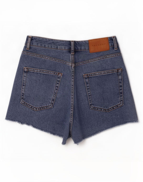 Topshop ženske traper hlače Mom UK 10 male W26 plavi pamuk