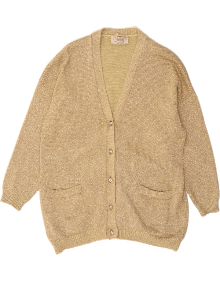 VINTAGE Womens Oversized Cardigan Sweater UK 16 Large Beige Vintage Vintage and Second-Hand Vintage from Messina Hembry 