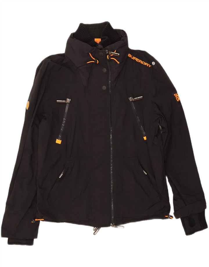 SUPERDRY ženska jakna vjetrovka UK 16 Veliki crni najlon