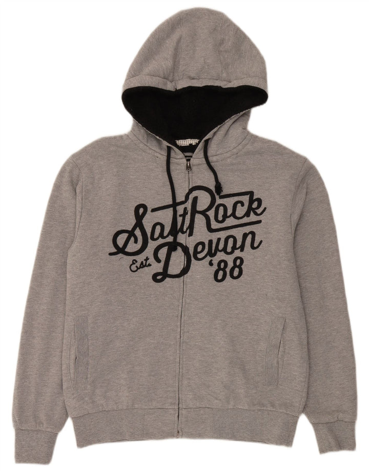 Saltrock muška pulover s kapuljačom Devon Graphic Sherpa Zip srednje siva retro