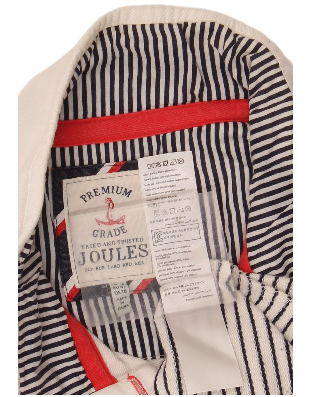 JOULES Ženska majica s kratkim rukavima UK 14 srednje bijele pruge