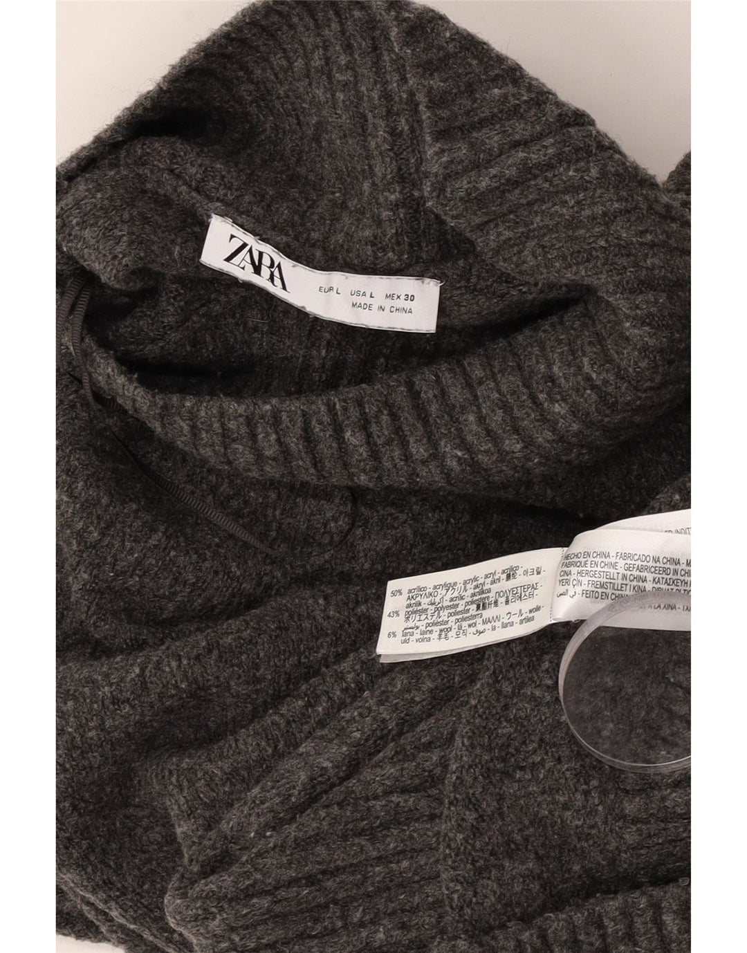 Zara ženski kratki džemper s kornjačičastim ovratnikom UK 16 Large Grey